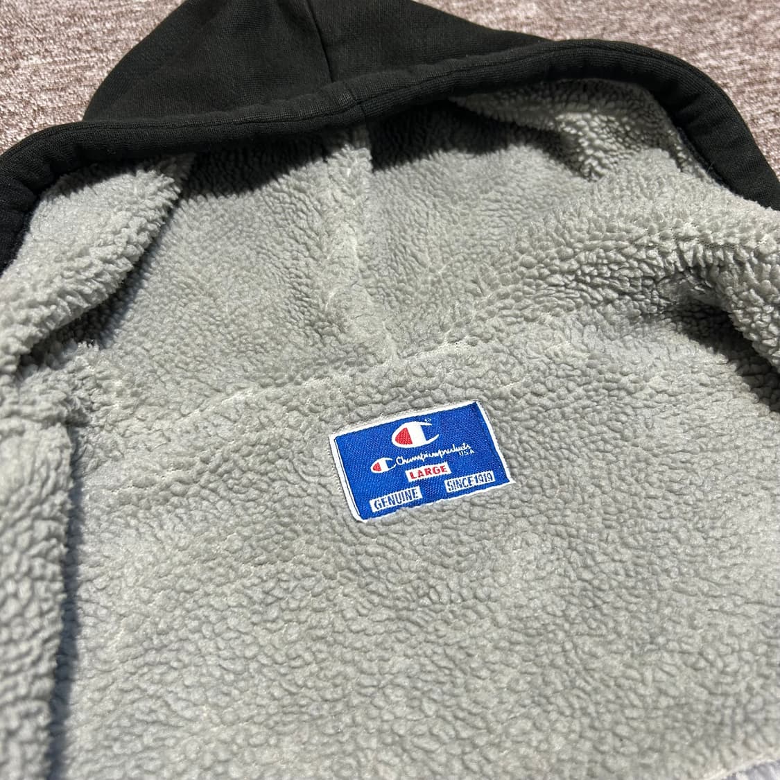 L) 챔피온 올드스쿨 후드집업 퀄팅 안감 양털 안감 상품이미지6