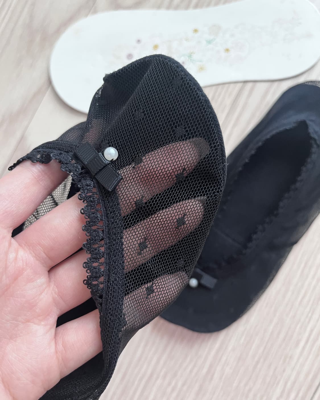 블랙 레이스 도트 덧신 양말 상품이미지3