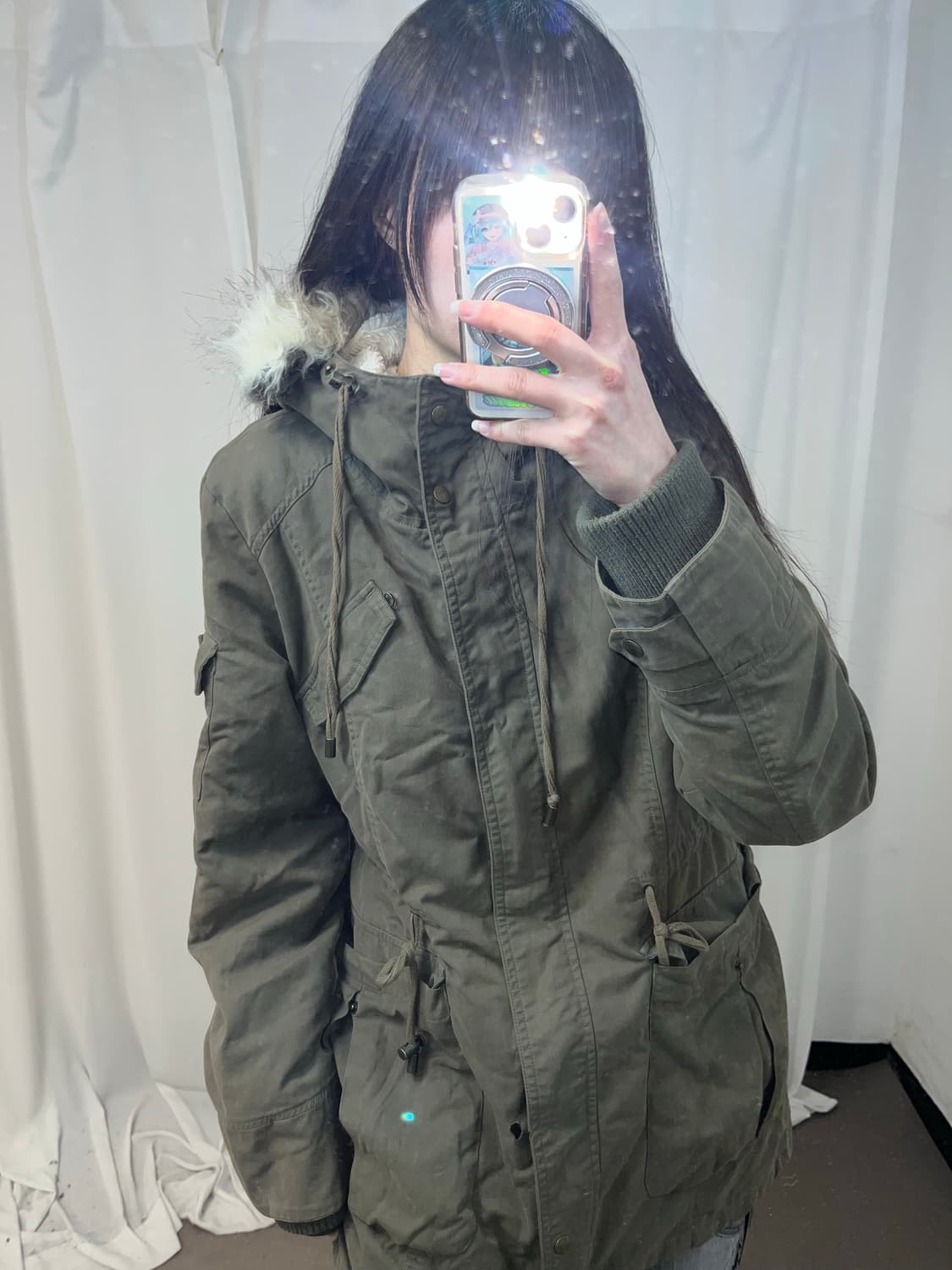 00‘s 카키 울프죠 야상 점퍼 (하자 확인 필수) 상품이미지9