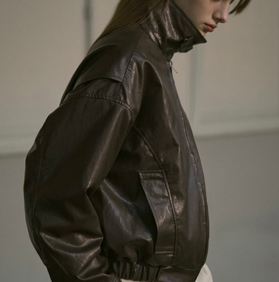 시야쥬 브라운 가죽자켓 Leather Bomber Jacket 상품이미지2