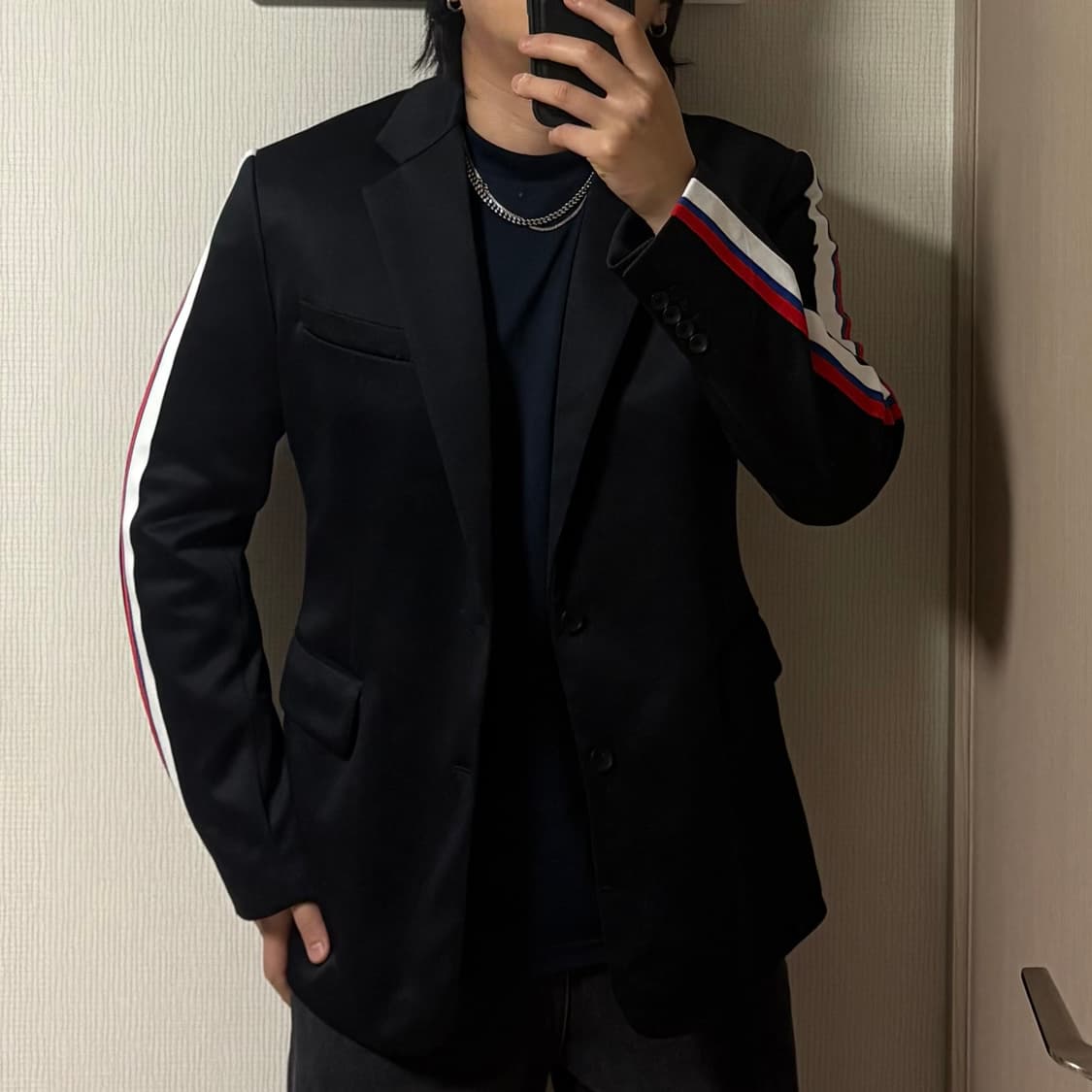 정품 오니츠카타이거 X 치노 사이드라인 블랙 블레이저 자켓 상품이미지1