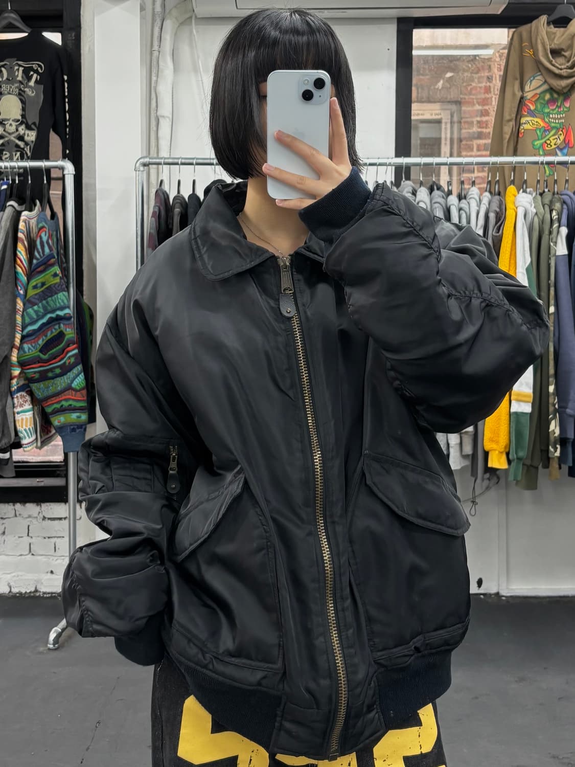 VTG 오버핏 블랙 봄버자켓 상품이미지2