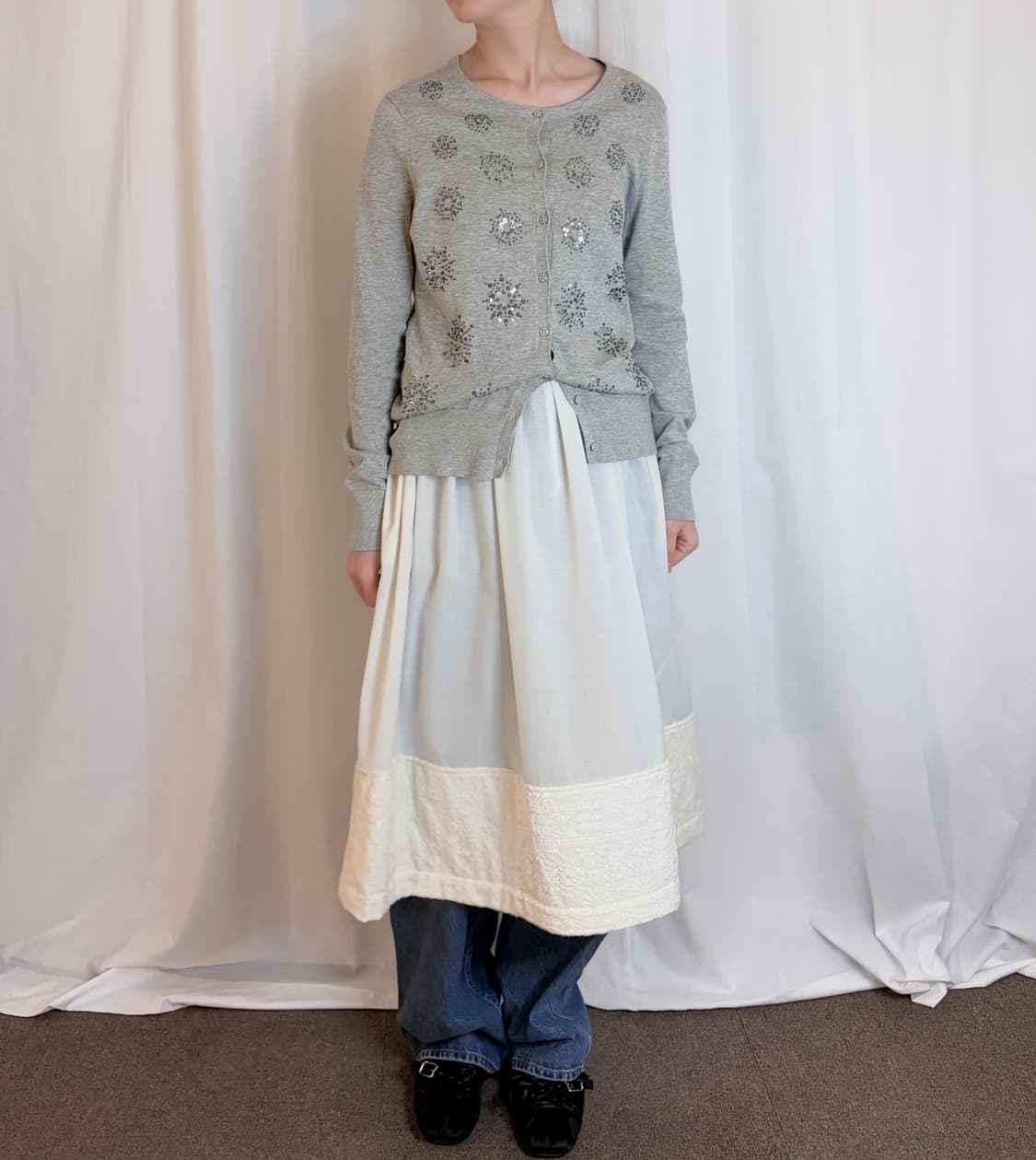 Sequin Detail Cardigan - Melange Grey 상품이미지2