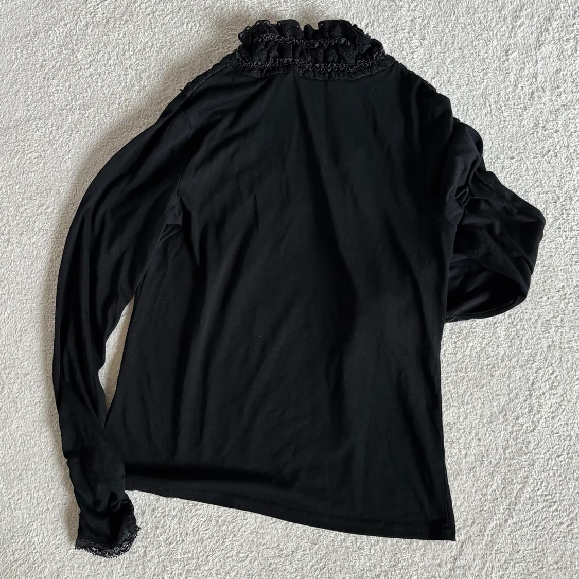 일본빈티지 액시즈팜 고딕 블랙 레이스포인트 목폴라 이너 탑 상품이미지5