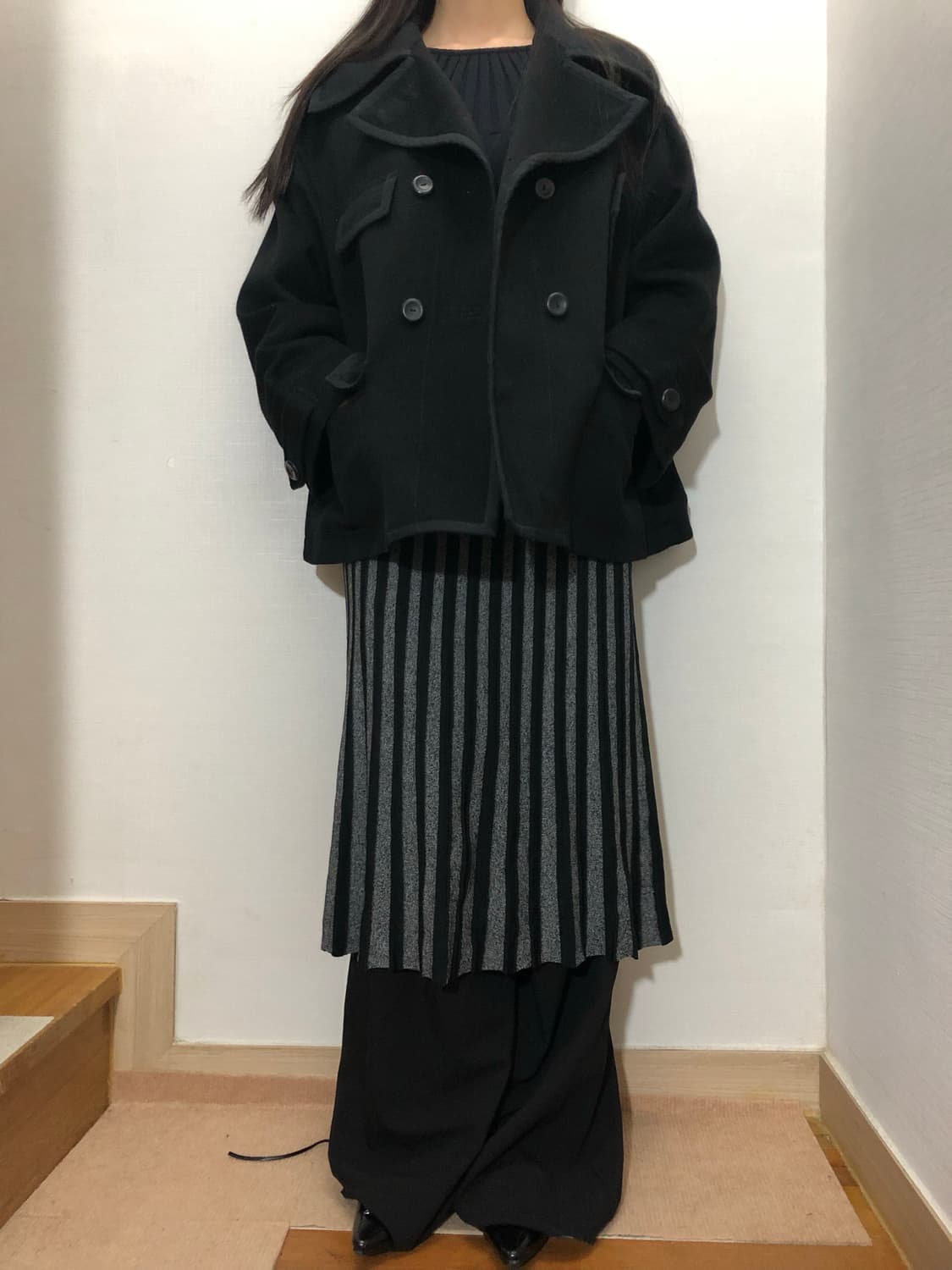 빈티지 블랙 스트라이프 스커트 상품이미지8