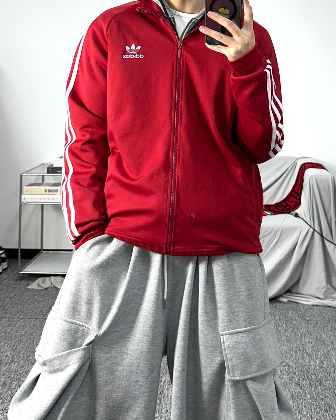 아디다스 파이어버드 버건디 레드 트랙탑 져지 2XL 상품이미지3
