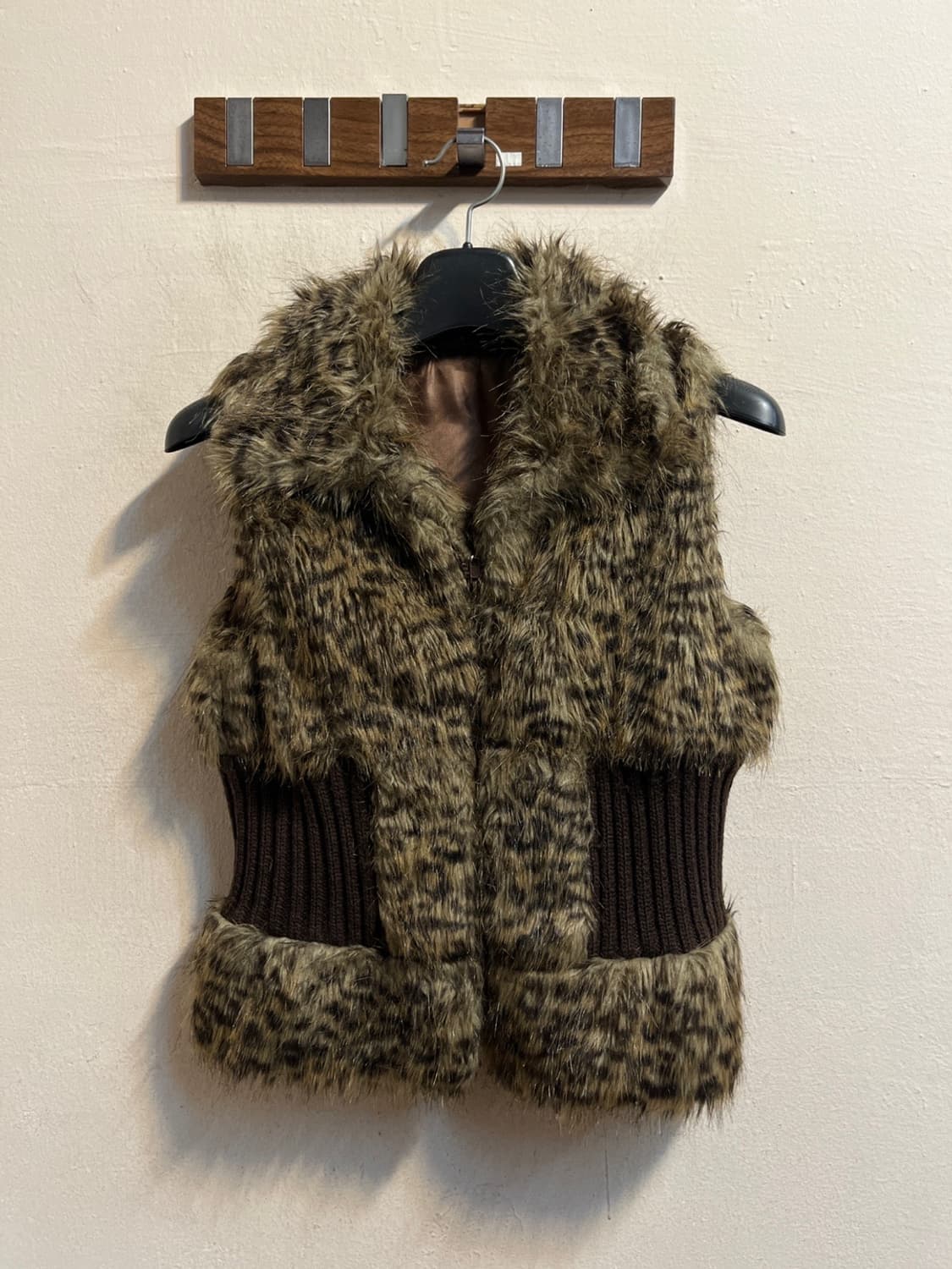 유즈드 레오파드 퍼 베스트 상품이미지1