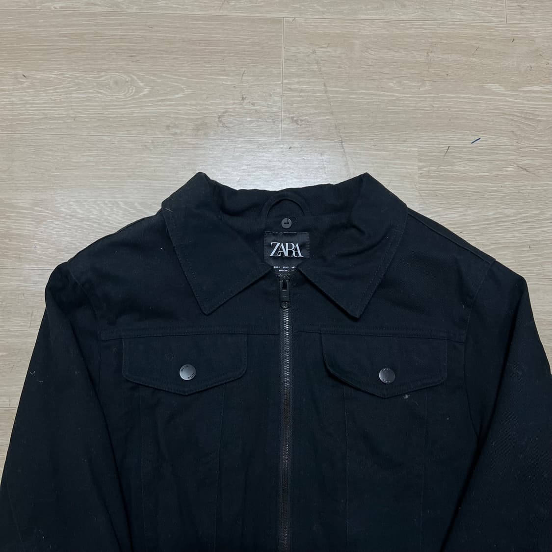 자라 이너퀼팅 안감 코튼 카라 트러커 집업자켓 [블랙] S/90 상품이미지2