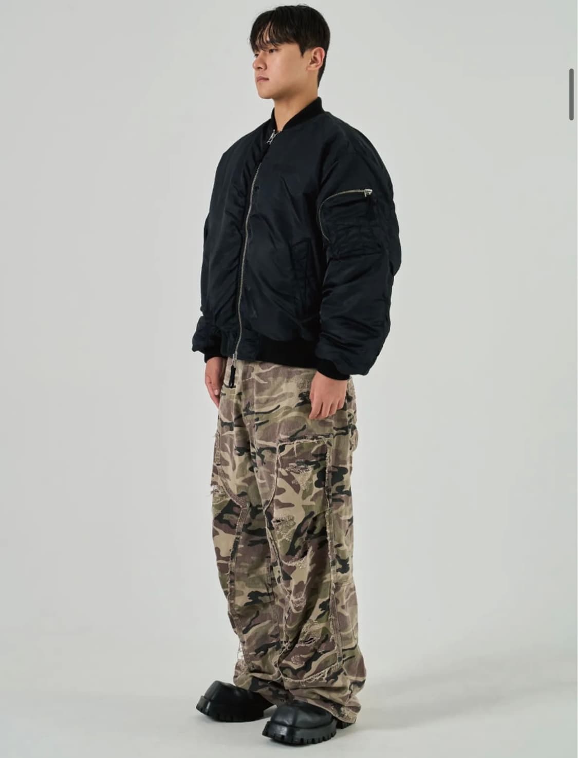 [L] ETCE 리버시블 오버사이즈 봄버 ma-1 자켓 블랙 상품이미지3