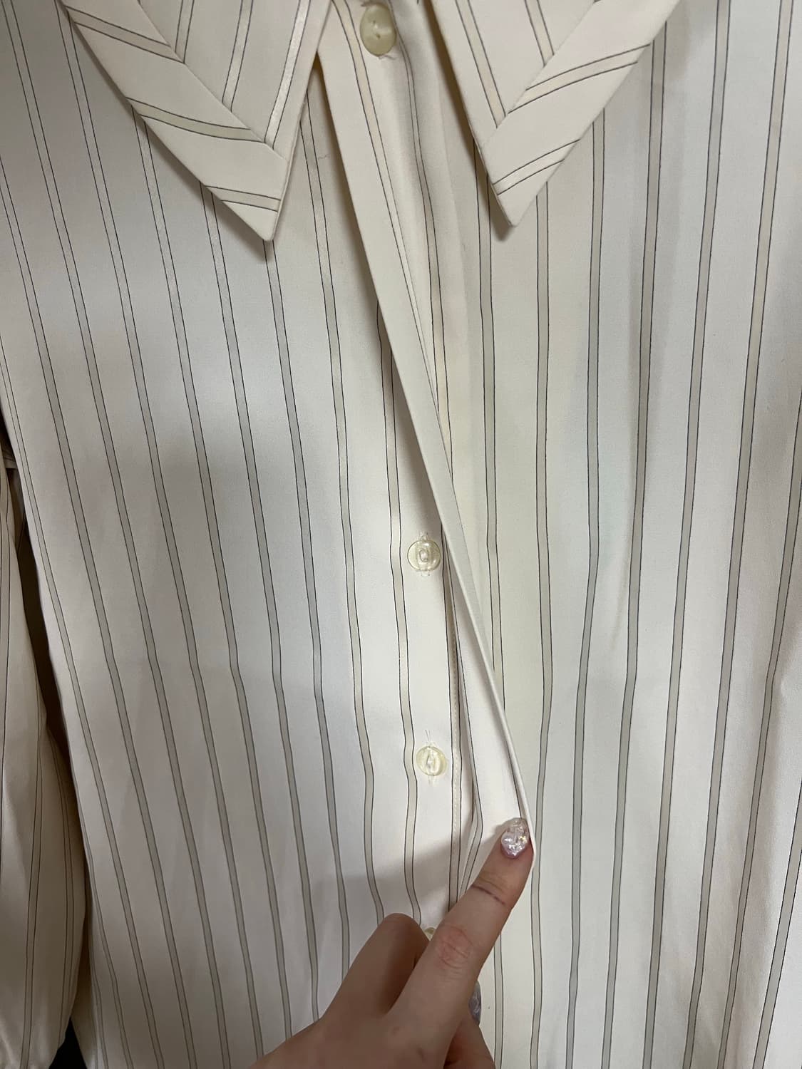 스트라이프 카라 긴팔 블라우스 free 상품이미지5