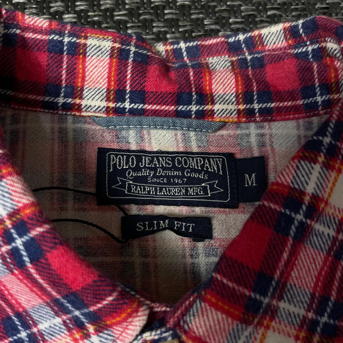 폴로랄프로렌 딥핑크 블루 멀티 체크 투포켓 긴팔 셔츠 슬림핏 M 상품이미지4