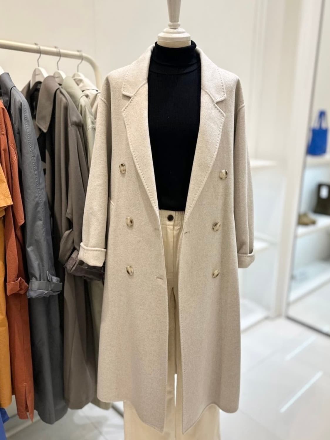 벨티드 스티치 더블 울코트 상품이미지9