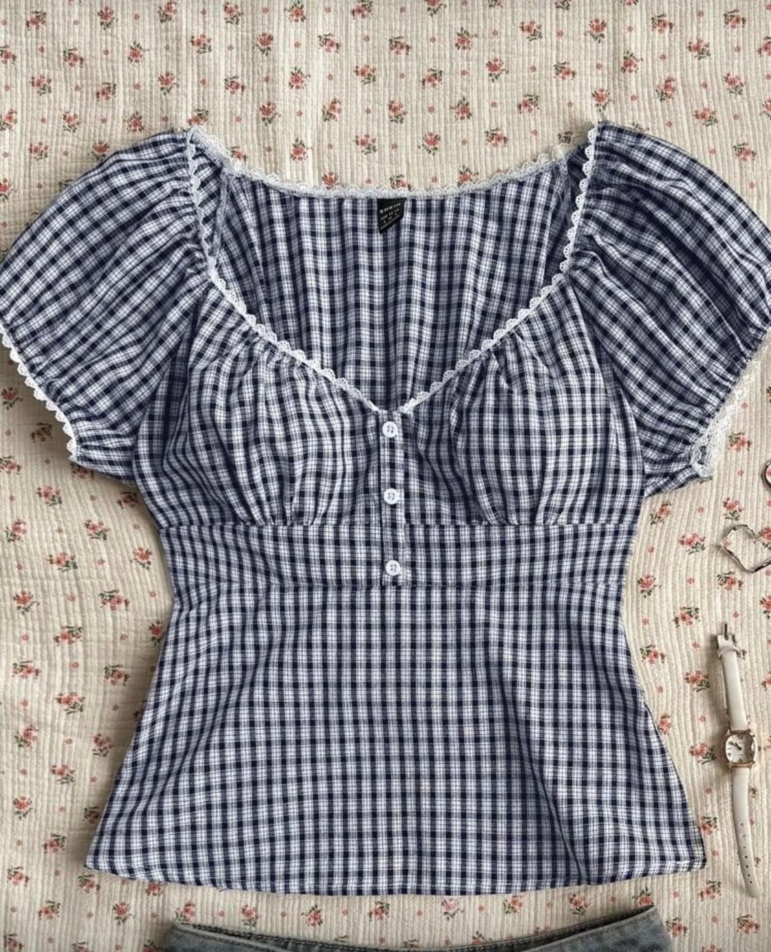 체크 블라우스 상품이미지1