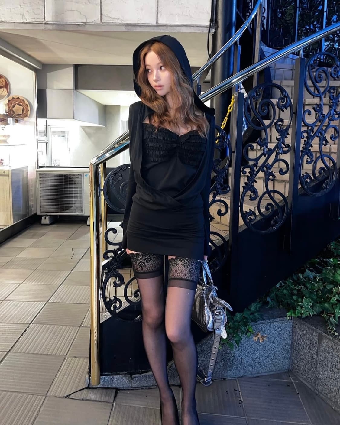 엘프엘프엘프 아카이브스 draped hoodie dress (black) 상품이미지3