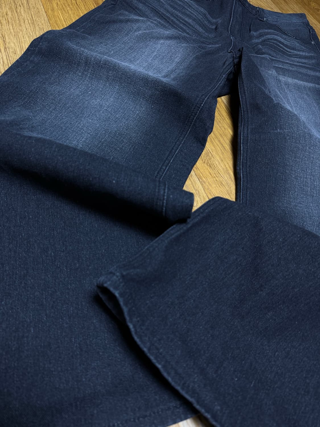 디엔에스알 와이드 플레어 데님 팬츠 블랙 (XL,새상품) 상품이미지3