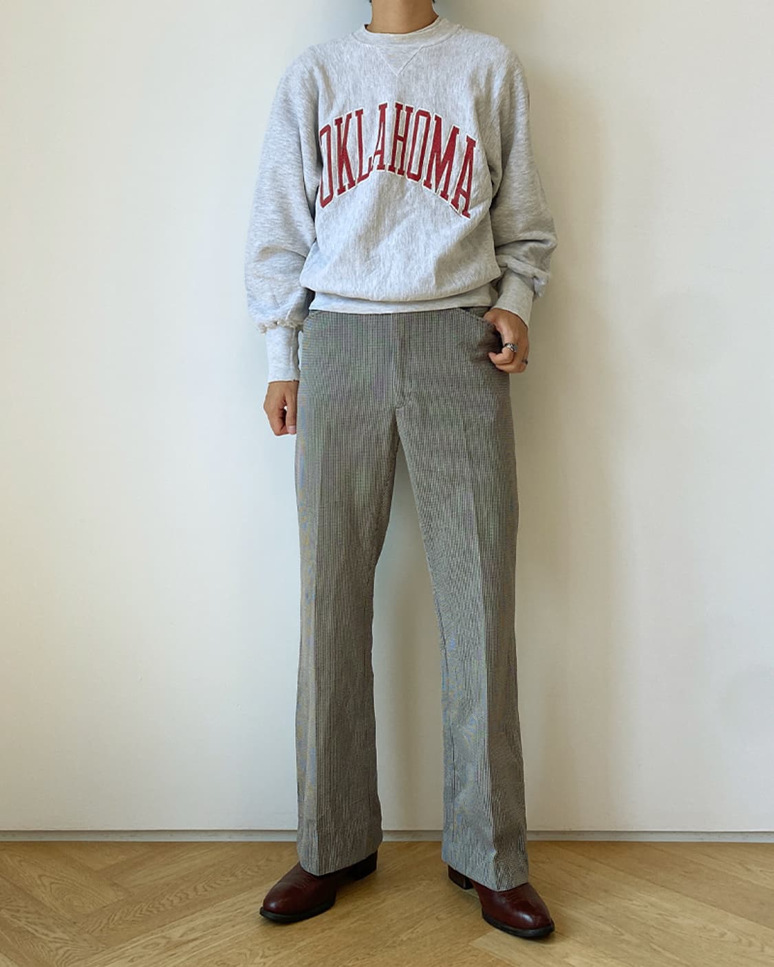 미국 빈티지 구제 멜란지 그레이 리버스위브 맨투맨 상품이미지2