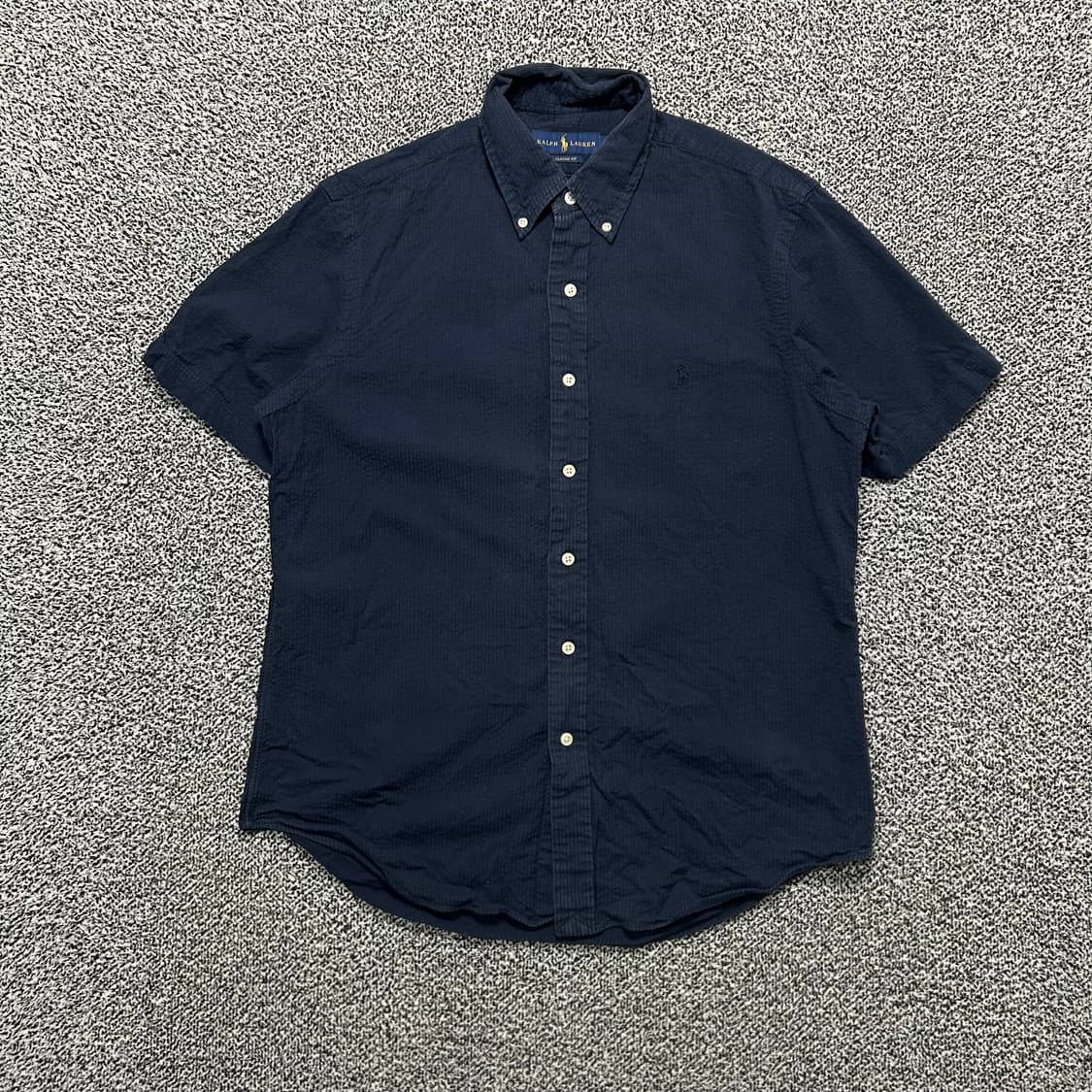 폴로(POLO RalphLauren)네이비 시워서커 반팔 셔츠 상품이미지1