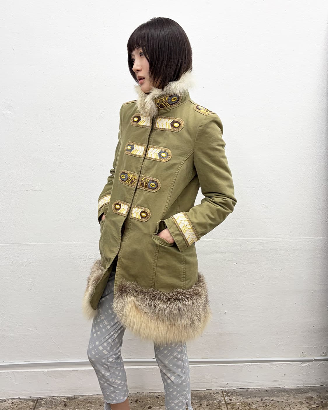 에르마노 설비노 퍼 트리밍 나폴레옹 코트 상품이미지3