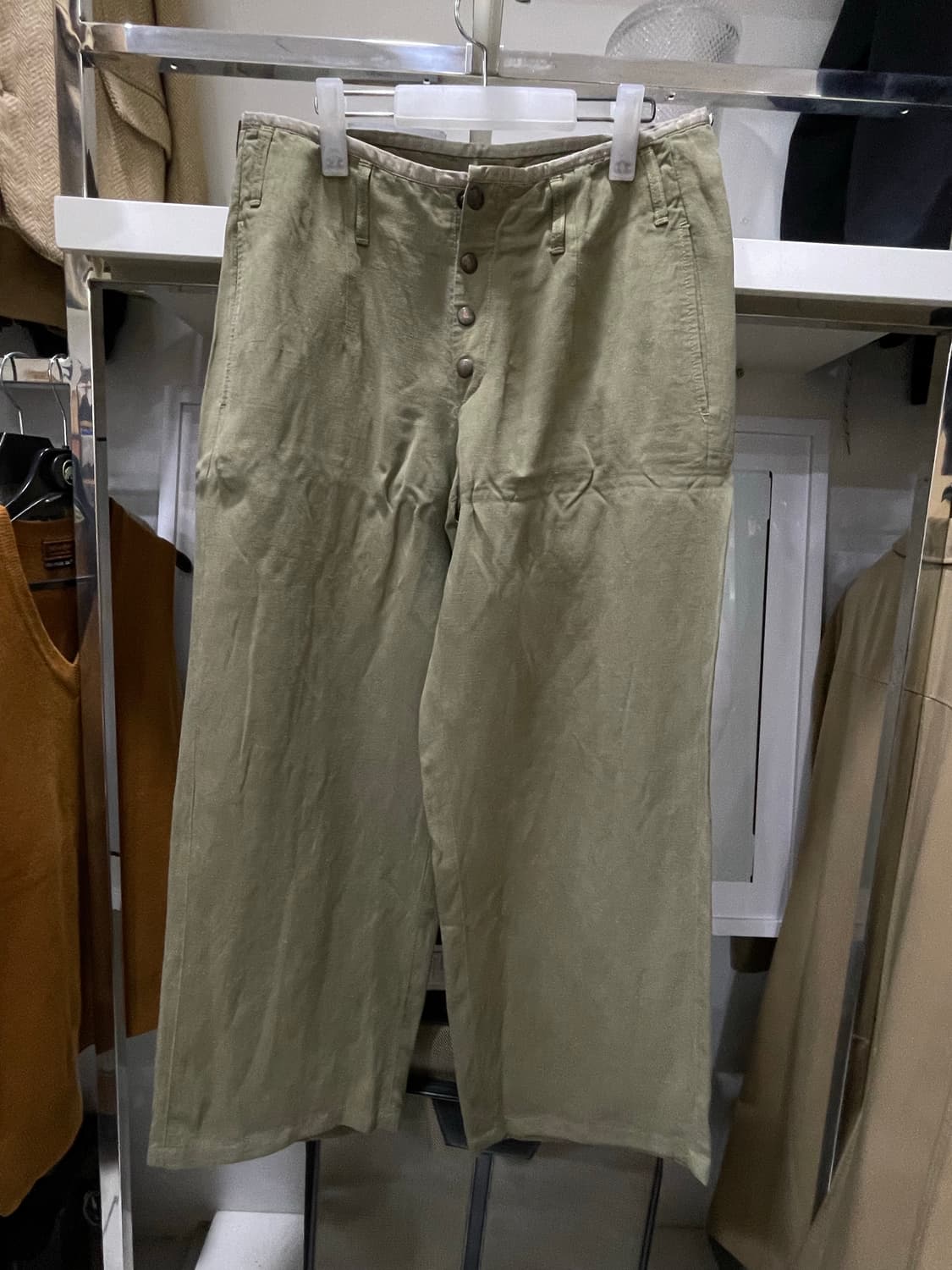 아르마니/카키 린넨 와이드팬츠(30“) 상품이미지1