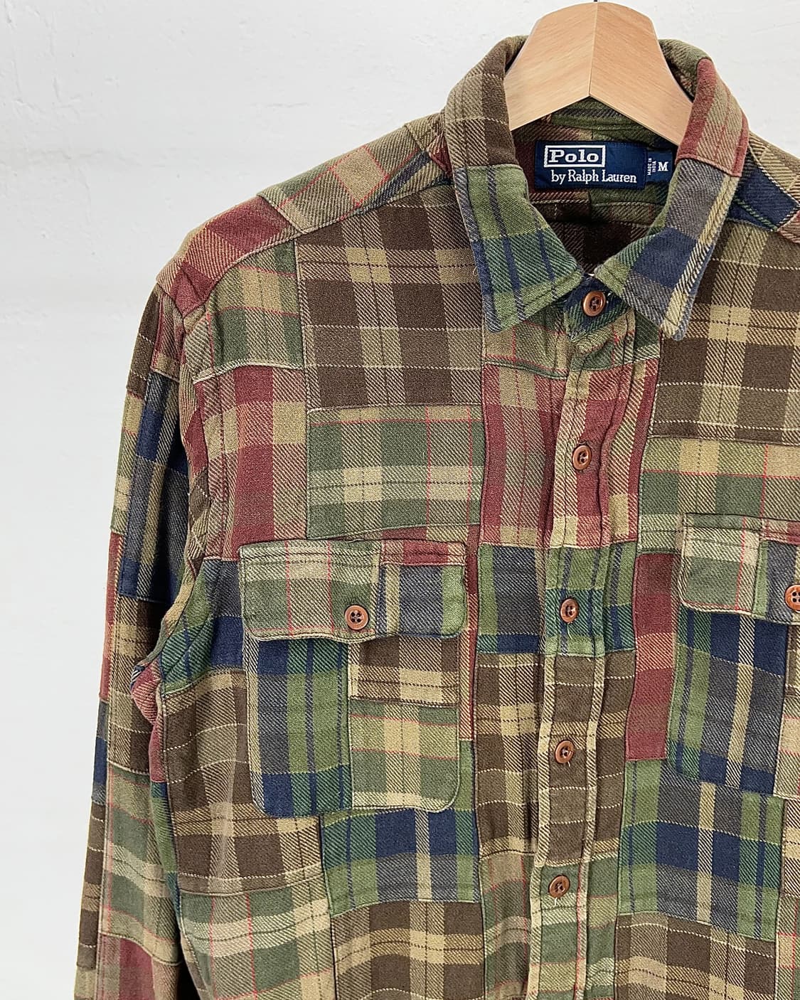 90s 폴로 랄프로렌 클래식 마드라스 패치워크 코튼 셔츠 상품이미지2