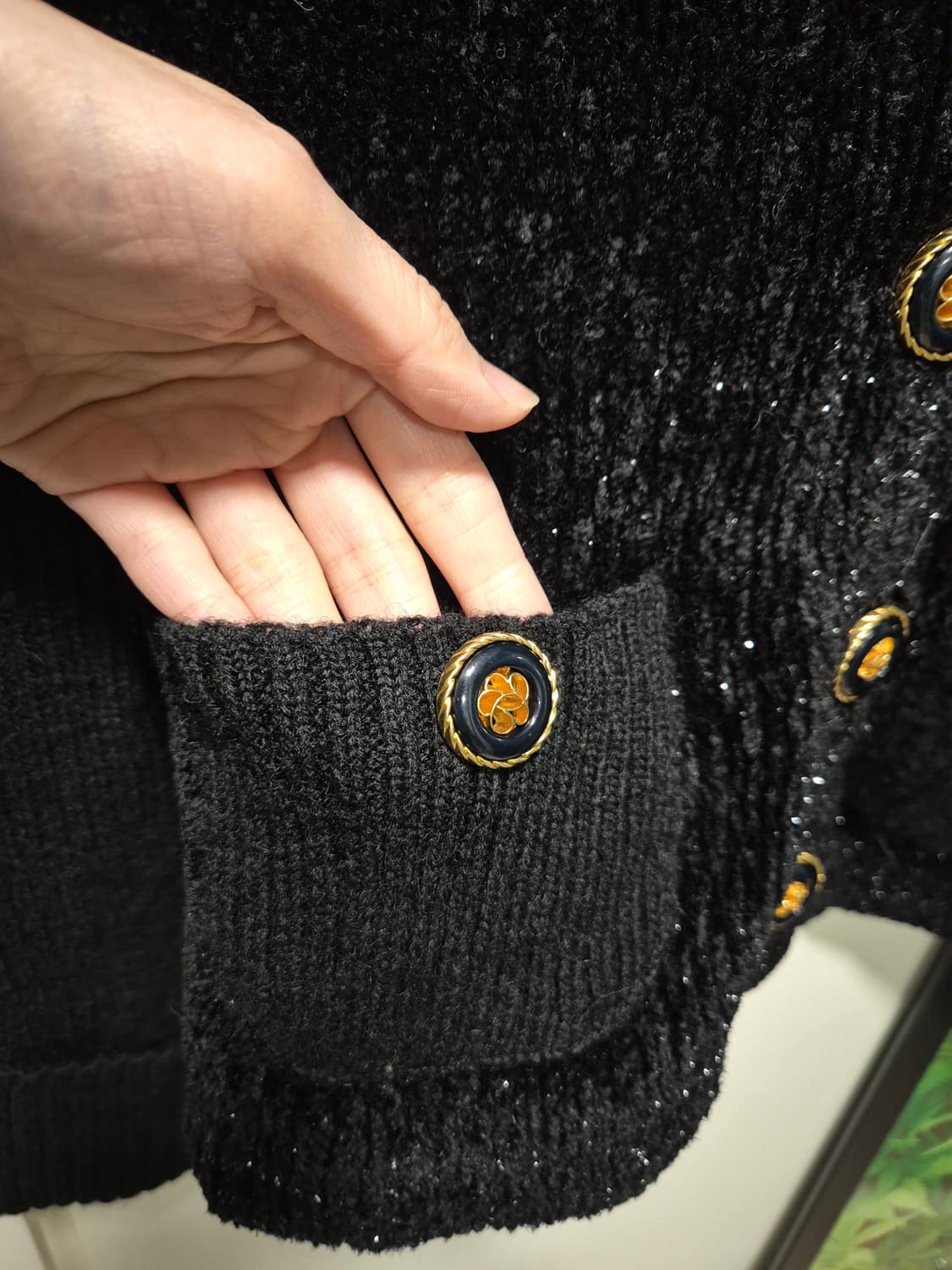 빈티지 SCOT 블랙 금장 단추 가디건 상품이미지5