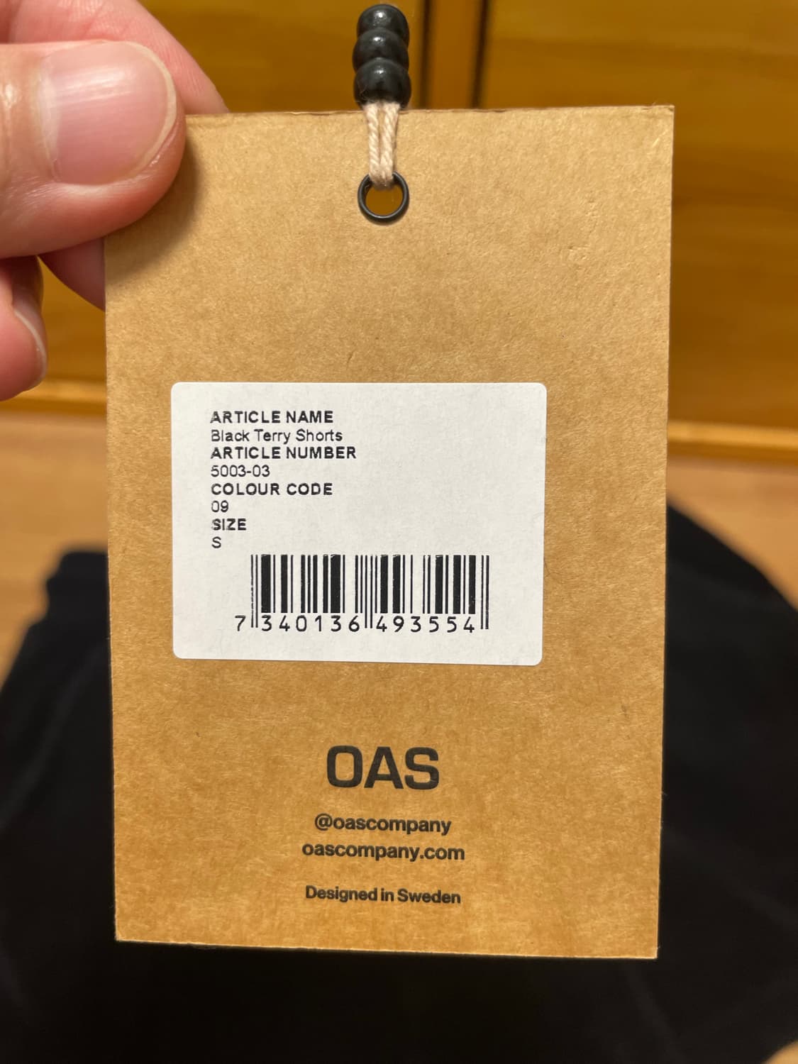 Oas 테리 쇼츠 블랙S 상품이미지2