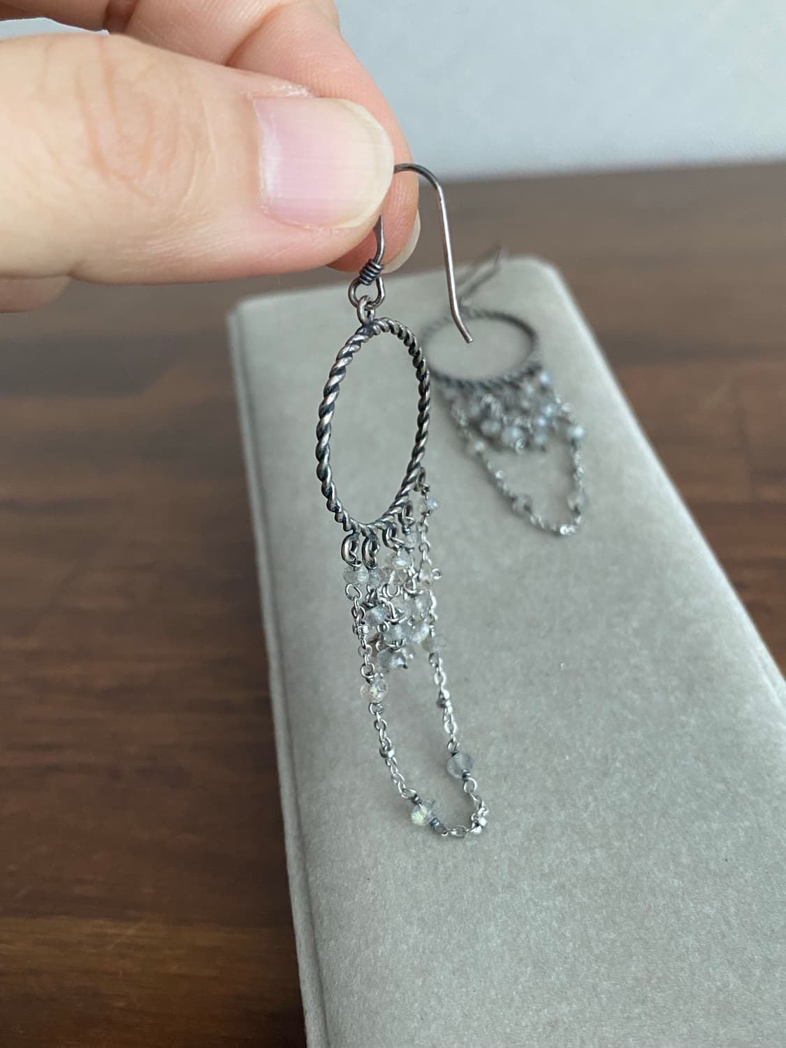 래브라도라이트 실버 후크귀걸이(925,미착용) 상품이미지6