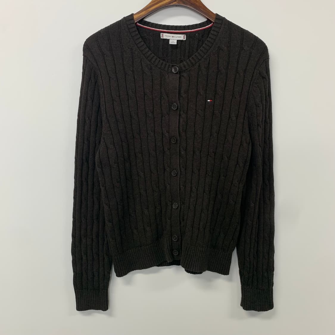 타미힐피거 브라운 꽈배기 니트 가디건 상품이미지2