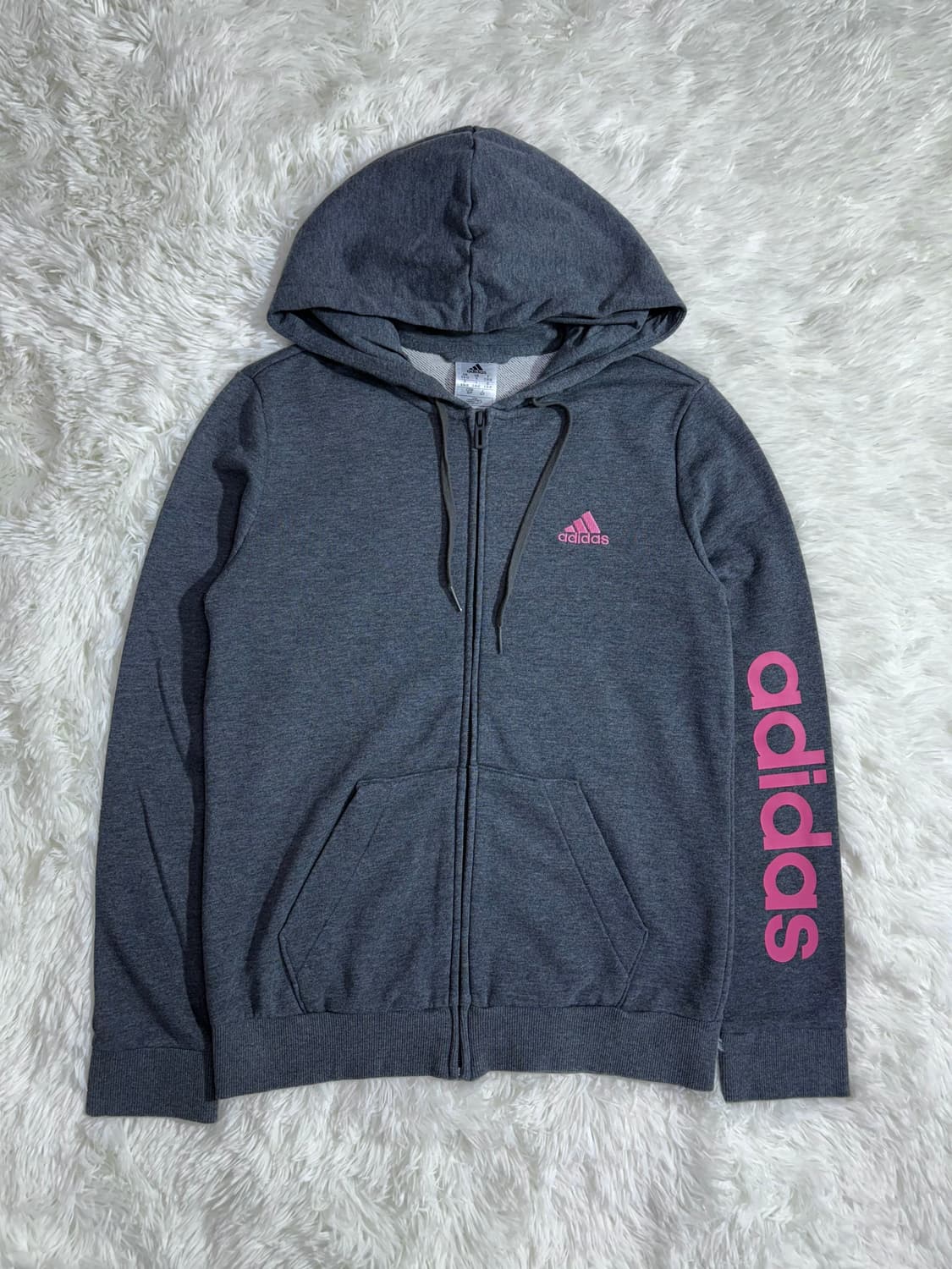 아디다스 핑크 사이드로고 그레이 후드집업  상품이미지3