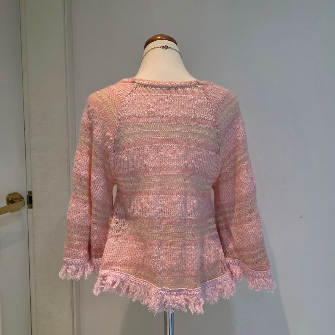 핑크st 하트 크로셰 시스루 가오리 로맨틱 니트 상품이미지2