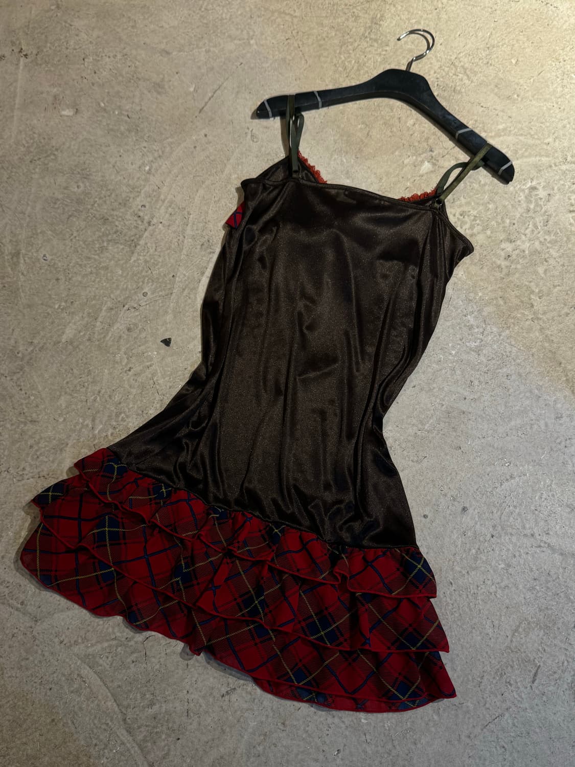 레드 체크 레이어링 원피스 상품이미지4