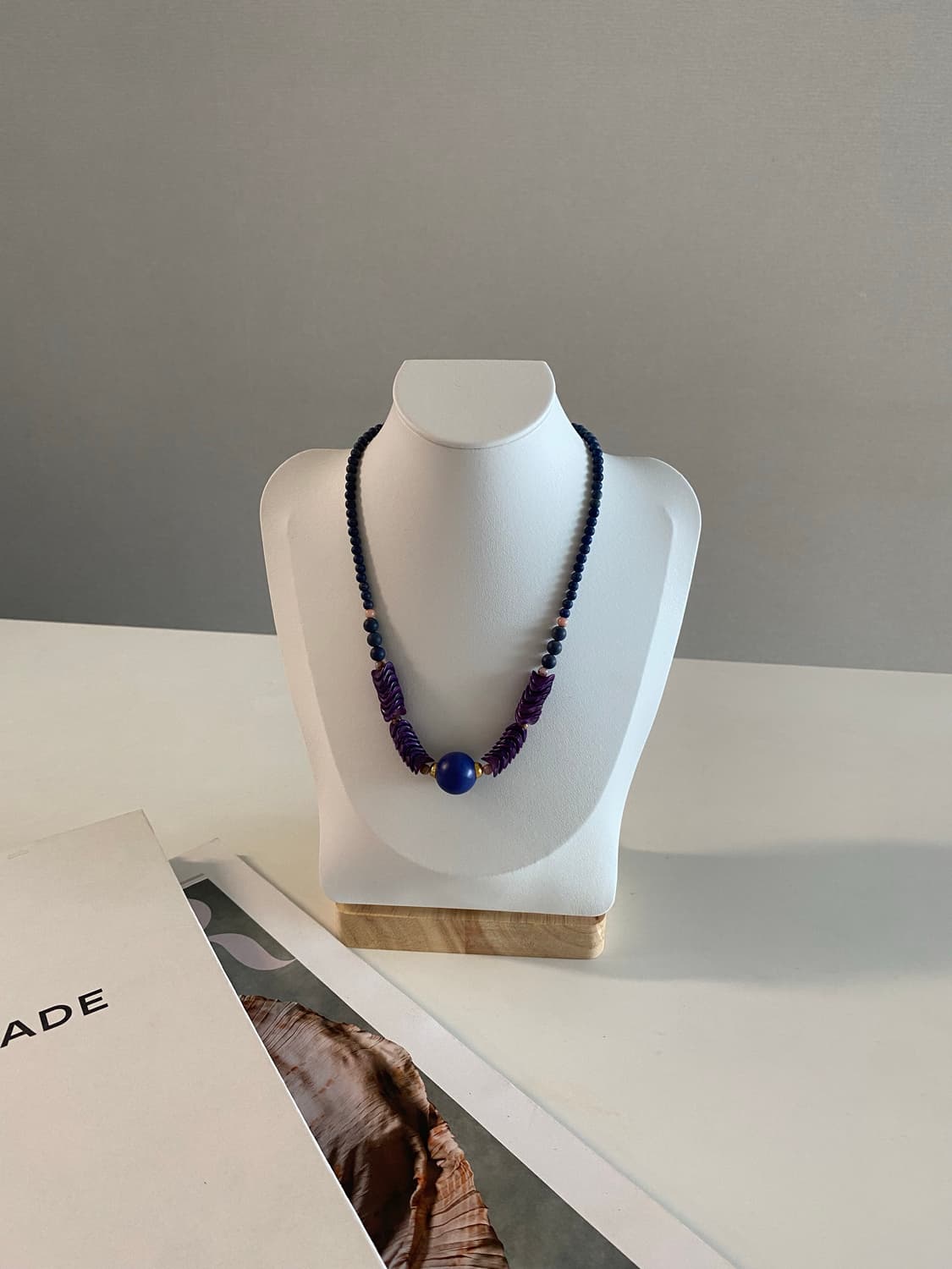 퍼플 청보라 비즈 목걸이 일본 빈티지 네크리스 상품이미지7