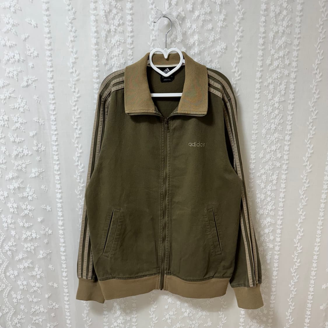 아디다스 카키 브라운 져지 L 100 트랙탑 자켓 베켄바우어 코튼 올리브 상품이미지1