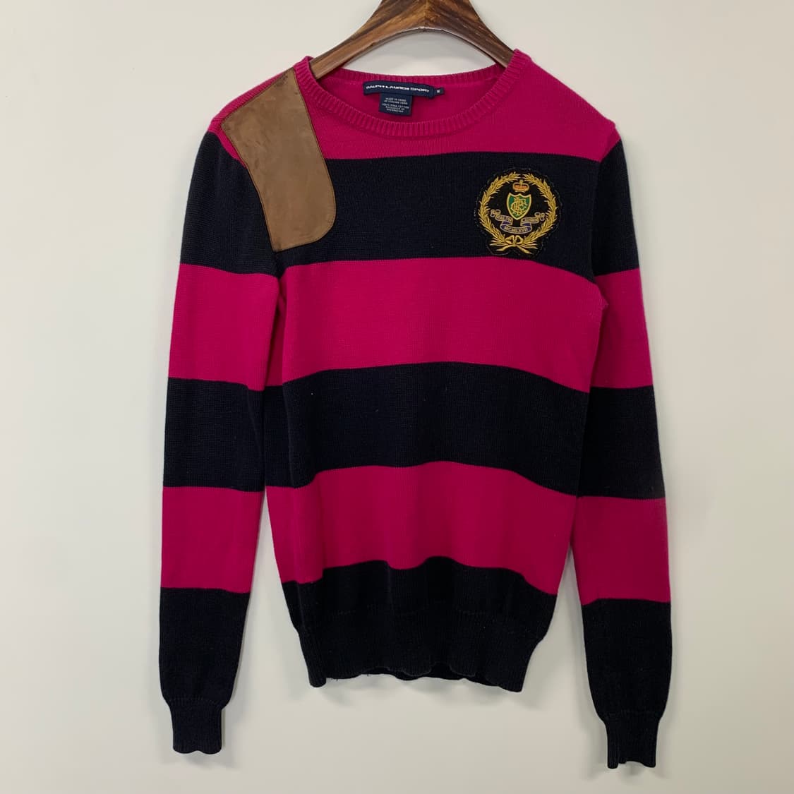 폴로 랄프로렌 스트라이프 가죽패치 코튼 니트 상품이미지2