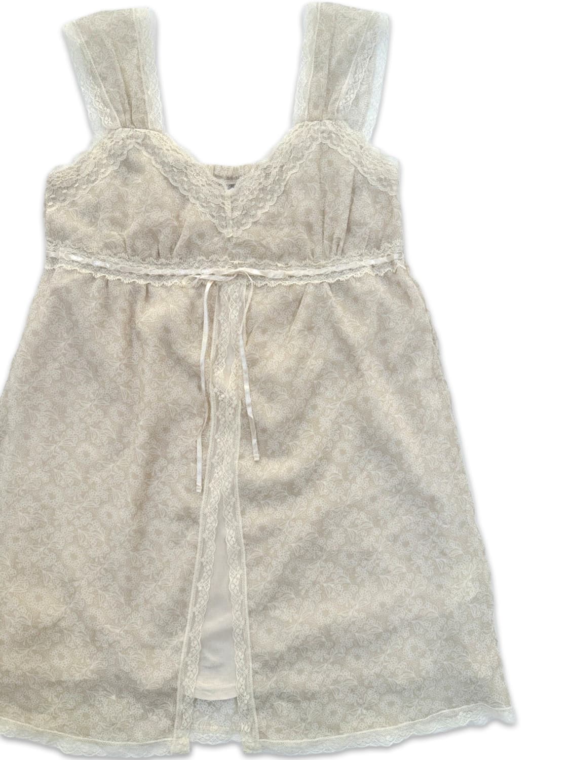 빈티지 아이보리 시스루 프릴 레이스 슬리브리스 상품이미지2