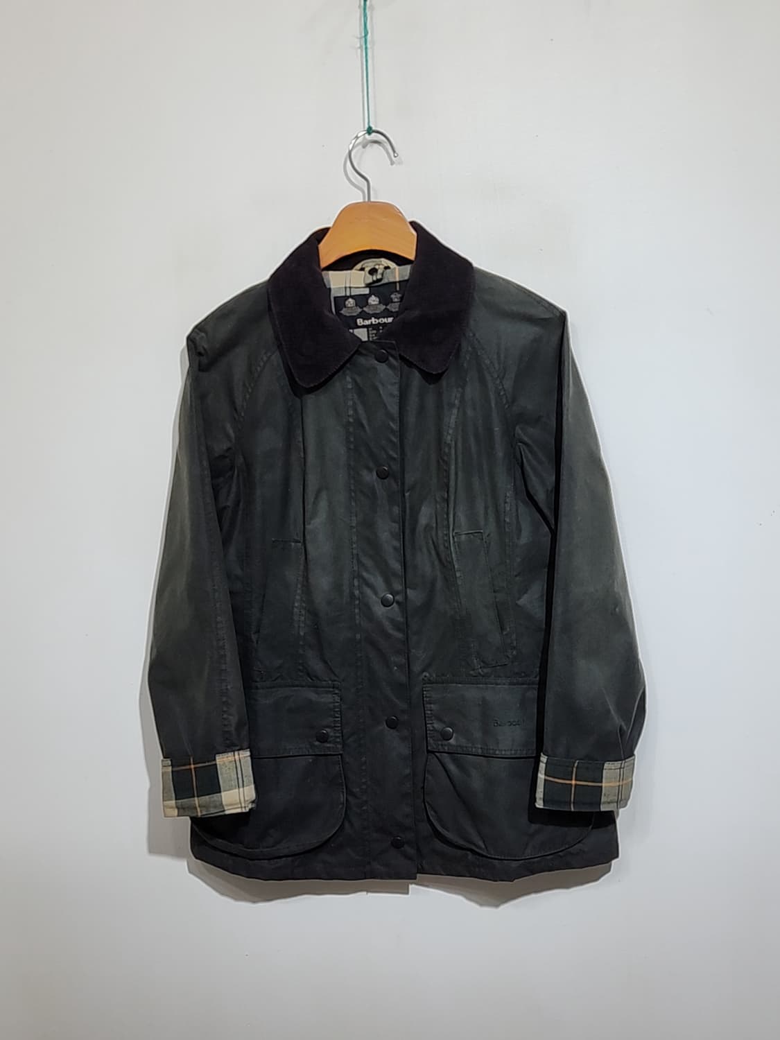 (M) 바버 비드넬 왁싱자켓 세이지 왁스점퍼 코듀로이 카라넥  상품이미지1