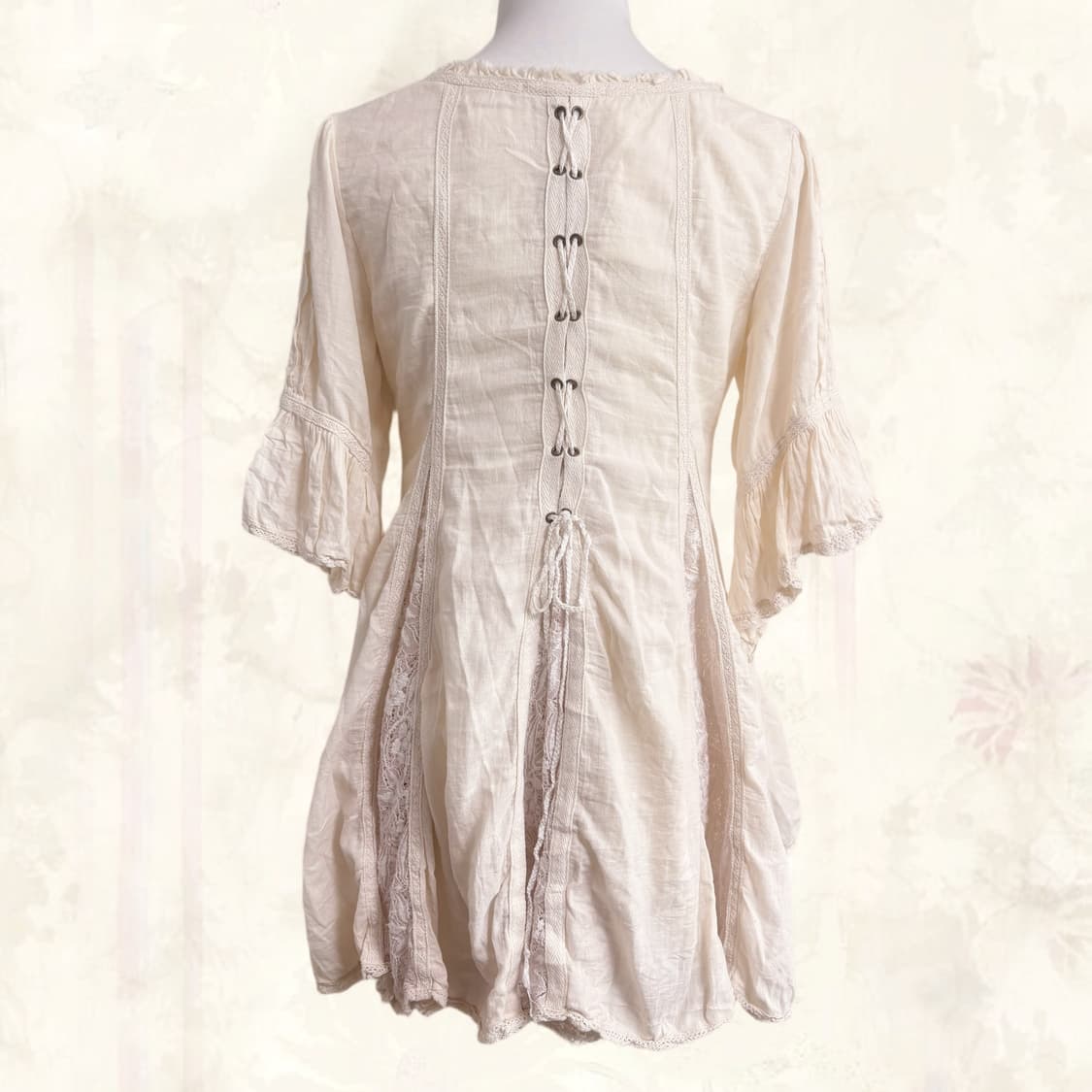 (이체시에눌) 일본 화이트 고스로리 뒤판 코르셋 레이어드 프릴 원피스 상품이미지3