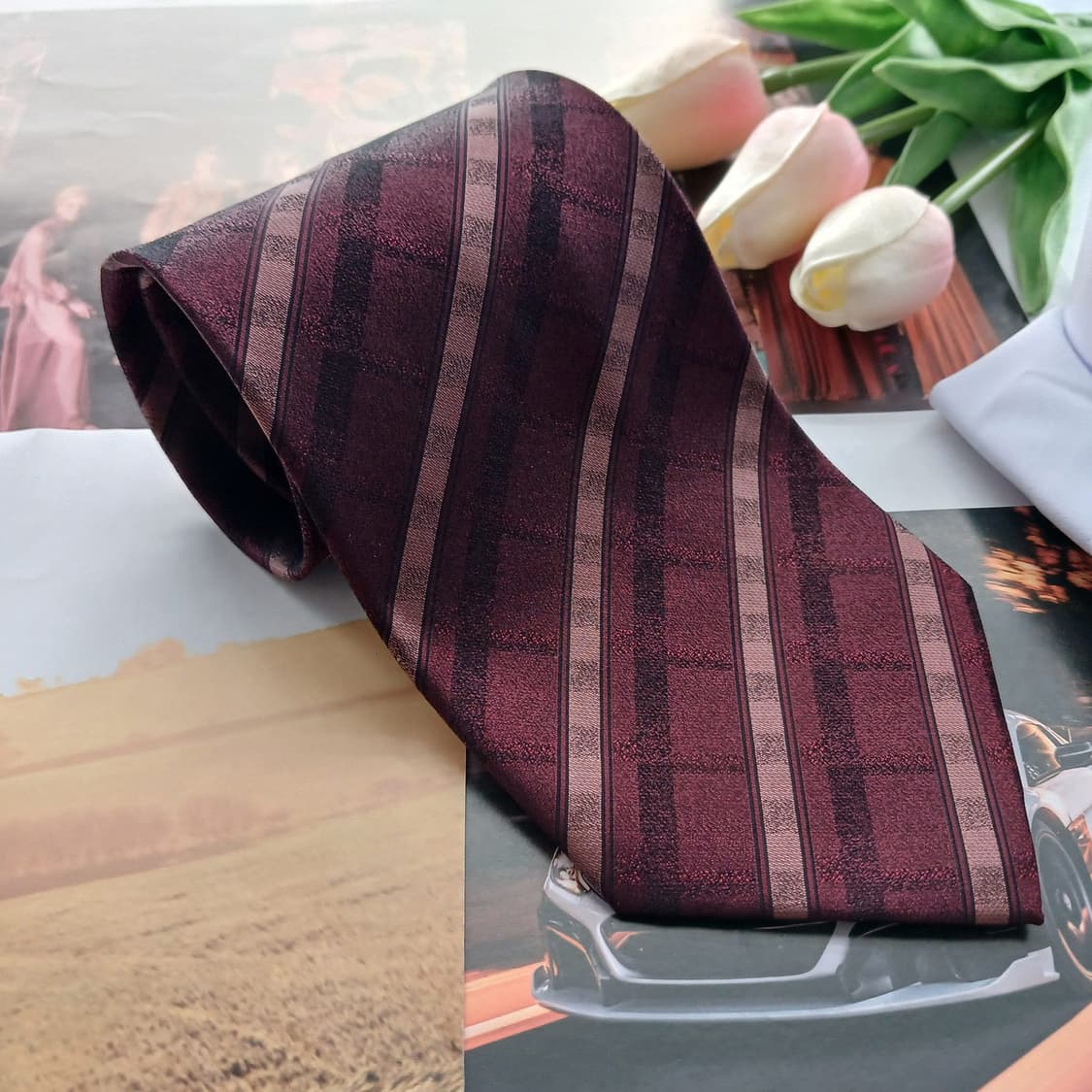 소니아리키엘 실크 스트라이프 넥타이 9.2cm A+등급 A18779
 상품이미지2