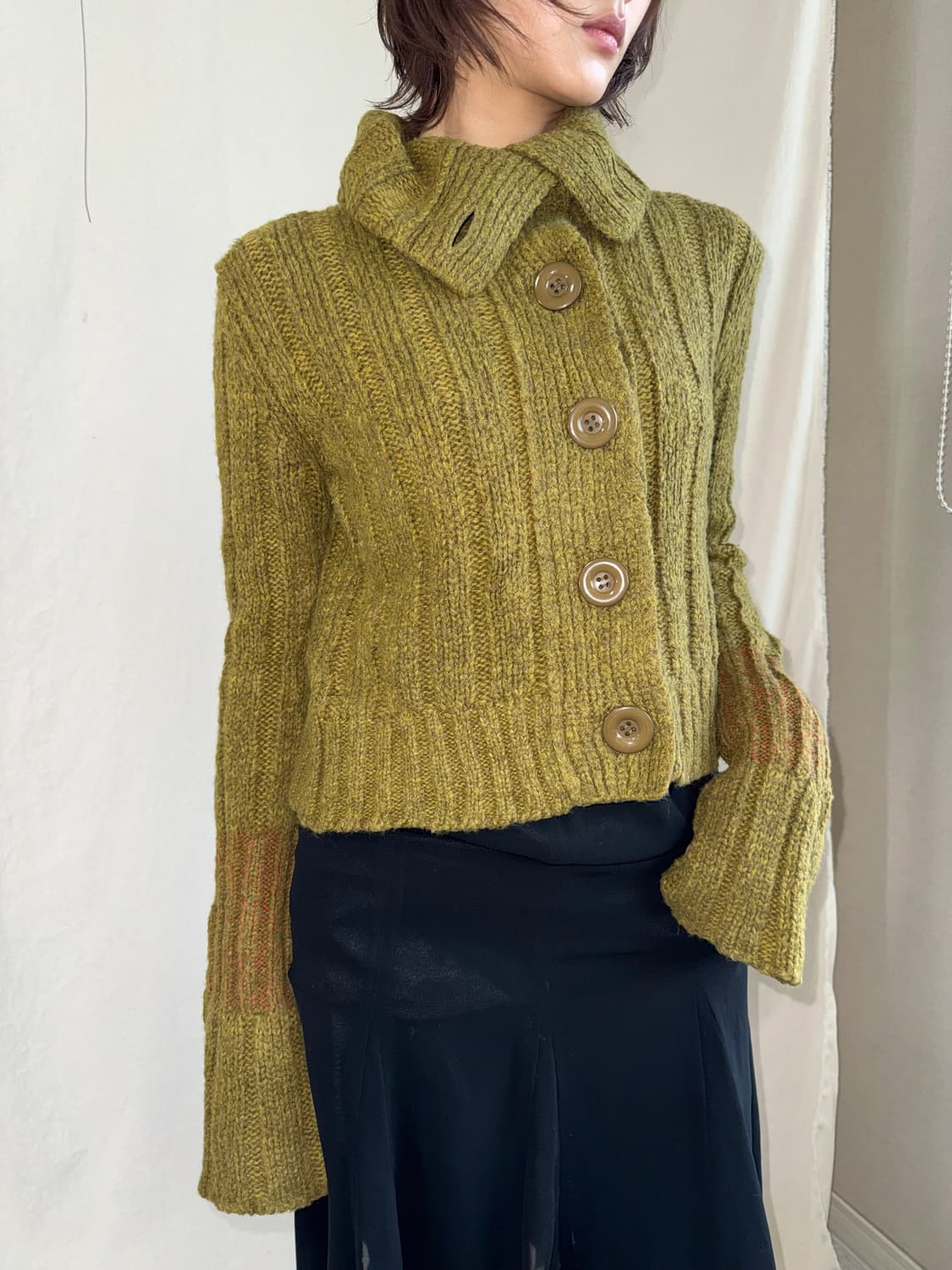Sensounico 올리브 니트 가디건 상품이미지3