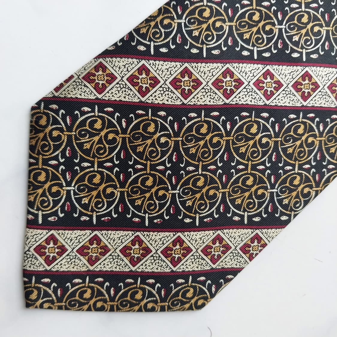 피에르발망 실크 블랙&골드 오너먼트 넥타이 9.7cm A+등급 K1256 상품이미지8