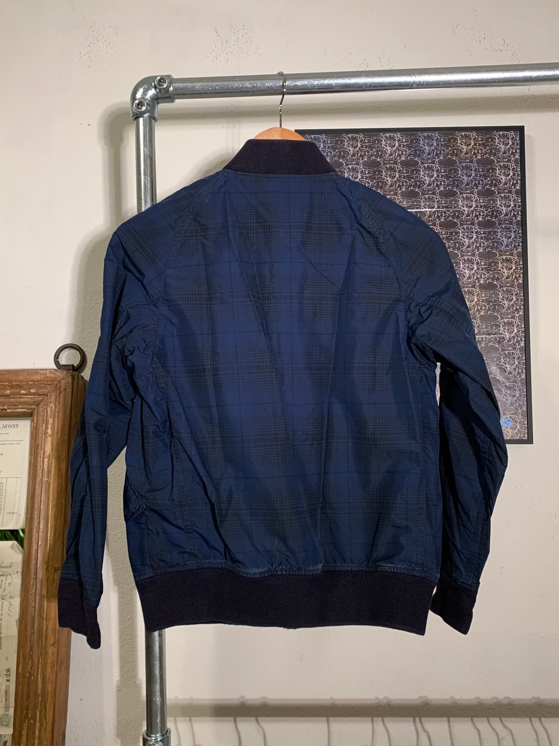 노스페이스 퍼플라벨 블루 체크 패턴 블르종 ma1 자켓 상품이미지6