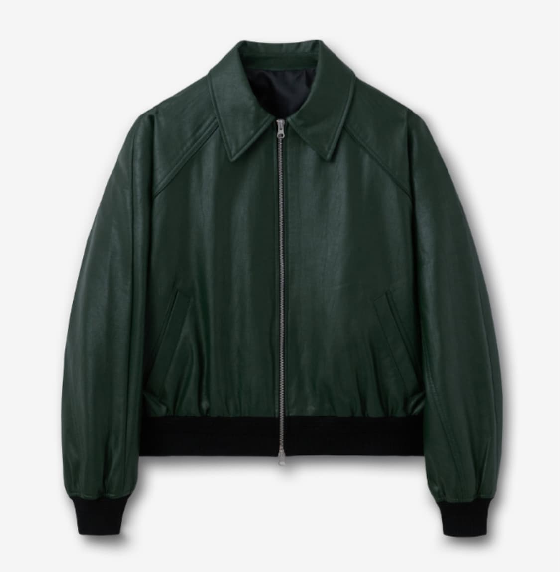 미나브 비건 레더 래글런 자켓 딥 그린 XL 상품이미지1