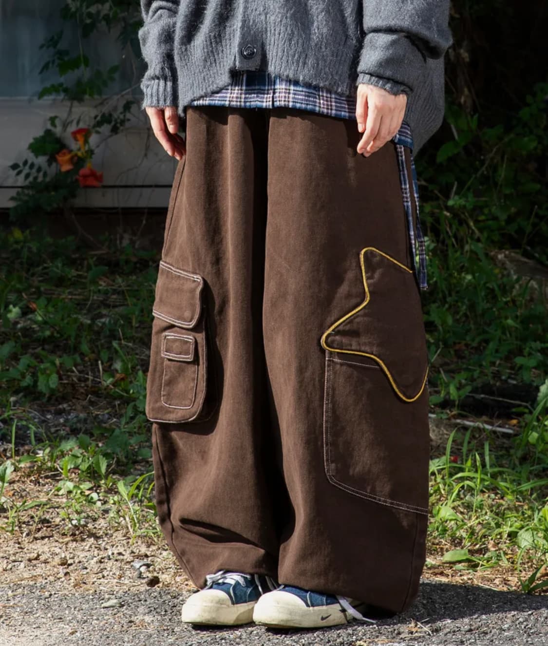 루나키후 아키리호시 카고 벌룬 팬츠 BROWN 2 size 상품이미지1