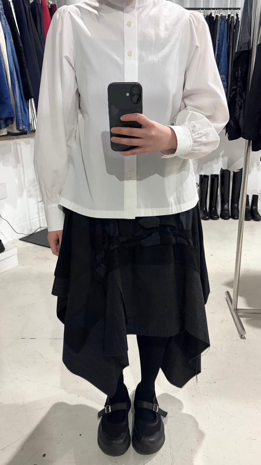 China Collar Shirring Puff Blouse 상품이미지7