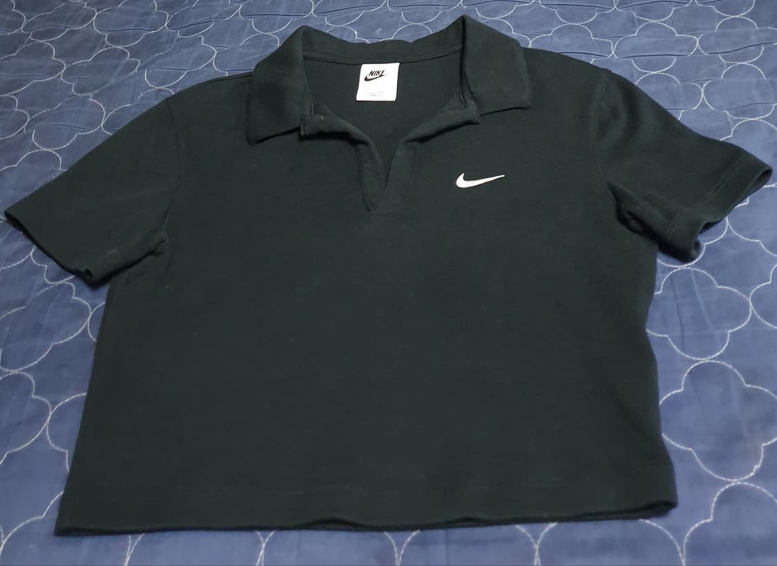 나이키 에센셜 여성 반팔 폴로 탑 크롭티 블랙 (M) 상품이미지1