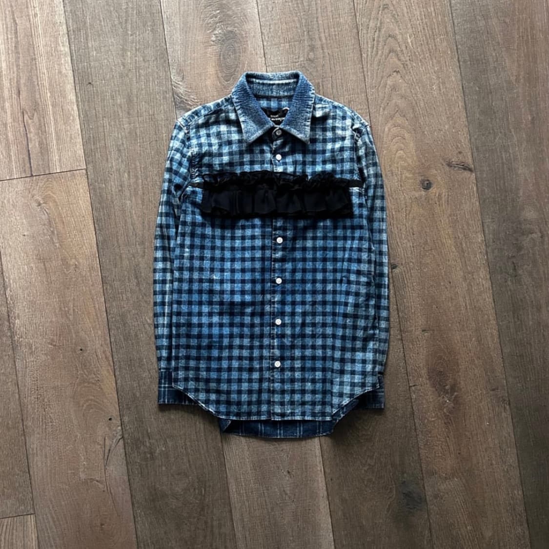 꼼데가르송 트리콧 15FW Washed Check Frill 셔츠 상품이미지5