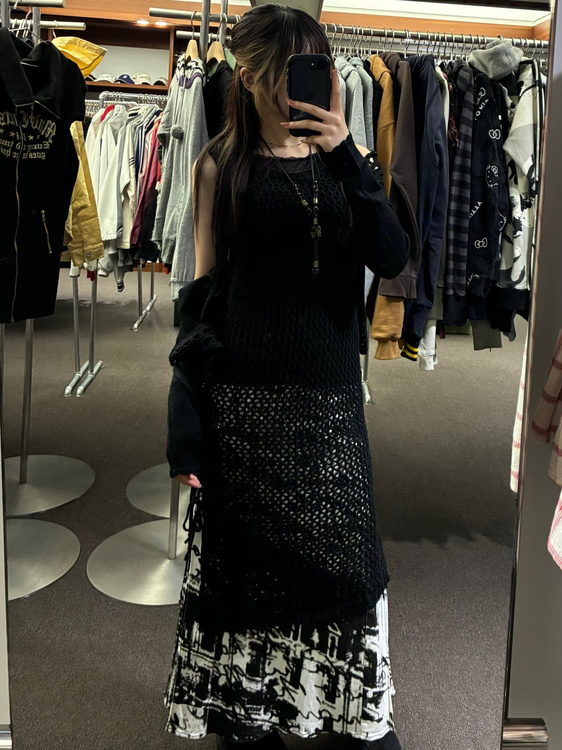 OS)Japanese vintage 여성 레이스 블랙 가디건 상품이미지8