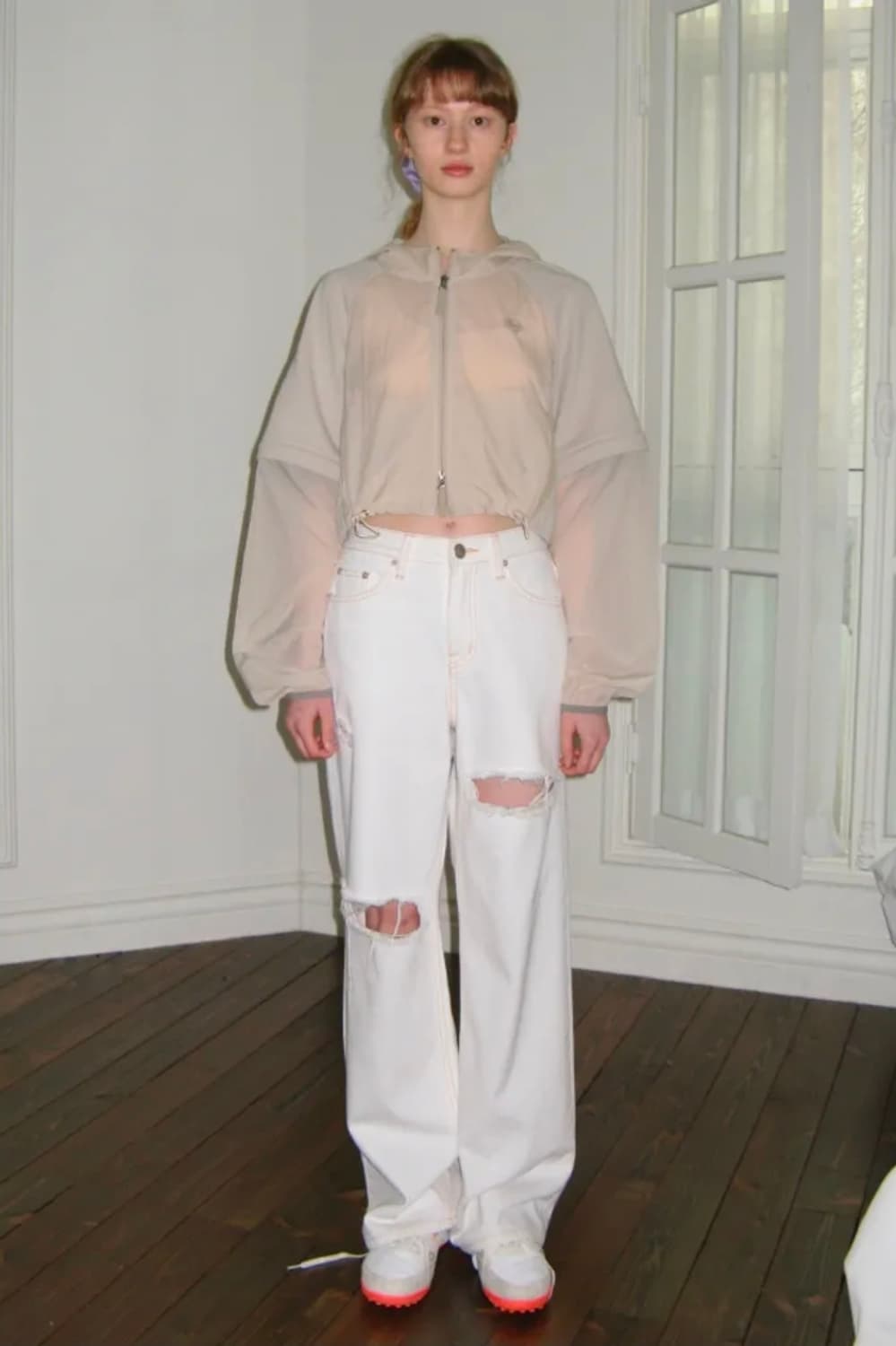 시눈 WASHED DAMAGE DENIM PANTS (OFF WHITE) 상품이미지3