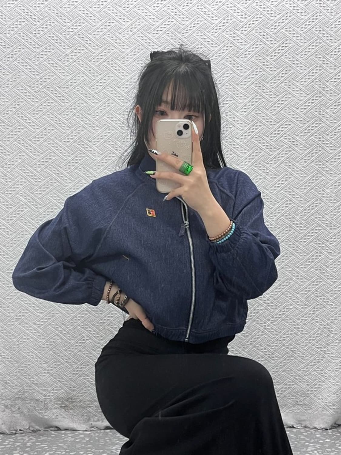 나이키 올드스쿨 키치 유니크 데님 크롭 져지 집업 L C08642 상품이미지2