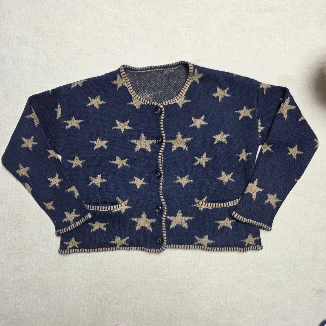 ROMWE 네이비 별 패턴 가디건 상품이미지1